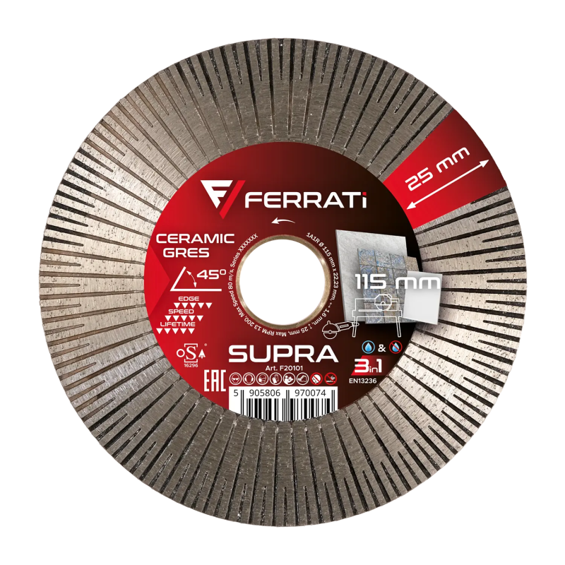 Tarcza diamentowa tnąca i szlifująca 115mm SUPRA