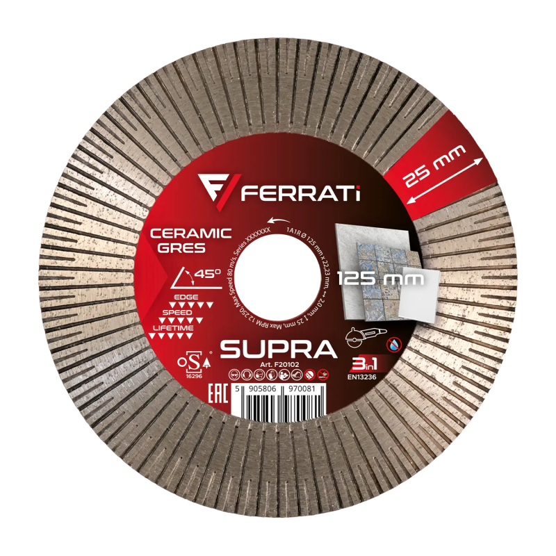 Tarcza diamentowa tnąca i szlifująca 125mm SUPRA