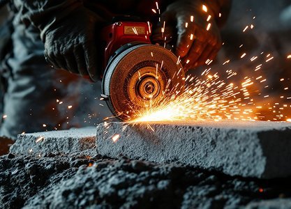 Cięcie materiałów budowlanych na przecinakach szwów